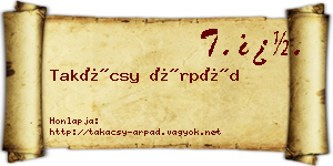 Takácsy Árpád névjegykártya